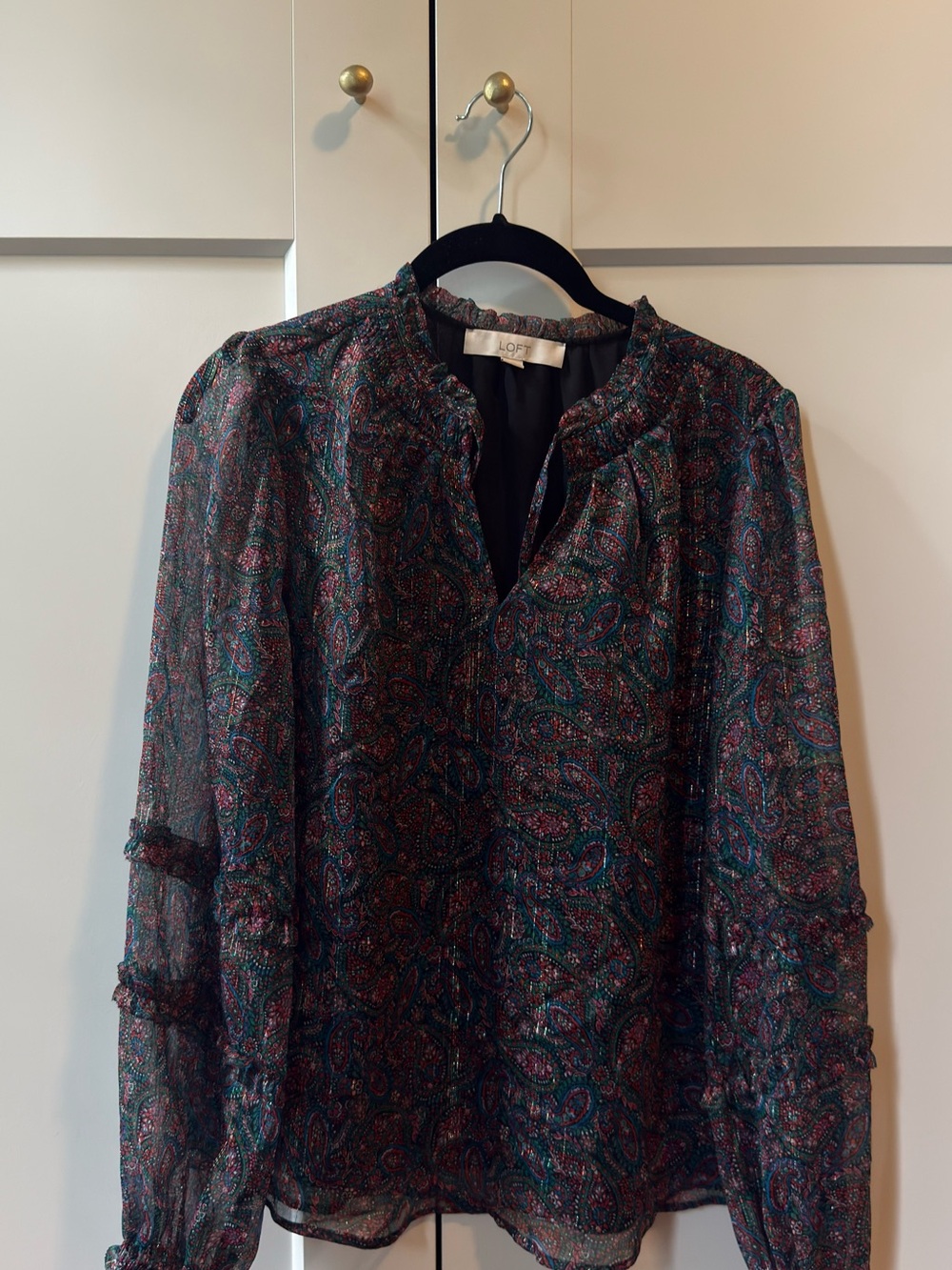 LOFT Sheer Sleeve Paisley Blouse